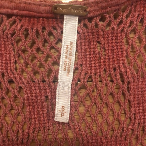 Free People Dusty Rose Crocheted Flowy Tank Top, Small Petite - Picture 4 of 5